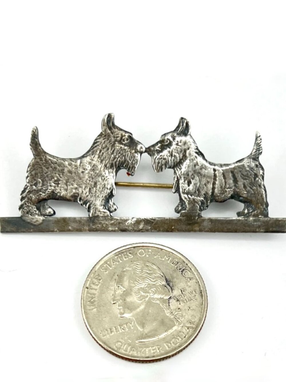 Vintage Retro Sterling Silver Scottie Scottish Terrier Dogs Pin Brooch